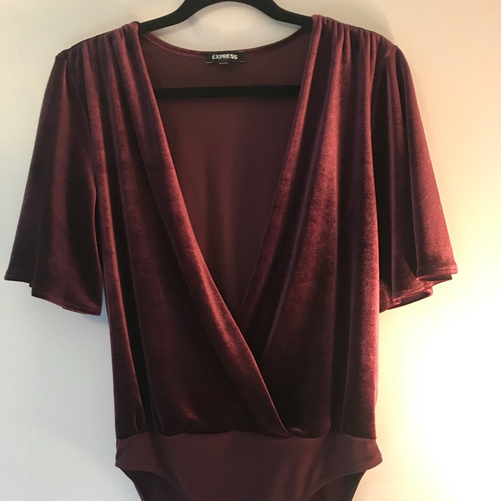 Cranberry velvet bodysuit